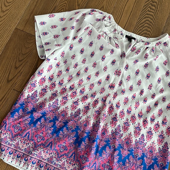 Talbots Pink Blue Floral Tunic Print Blouse size XL - Picture 6 of 12